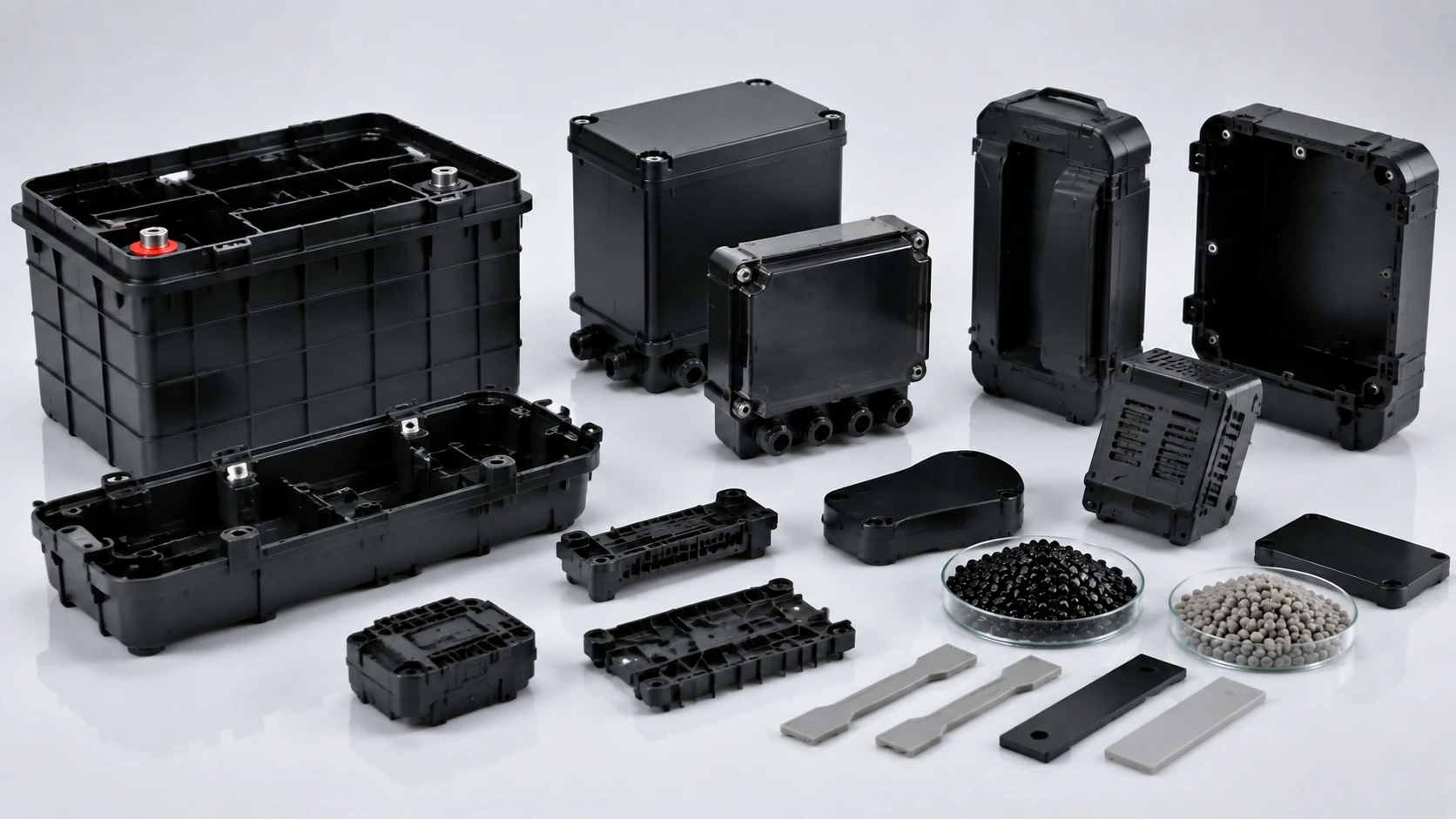 Flame retardant ABS battery housing and electrical energy application components