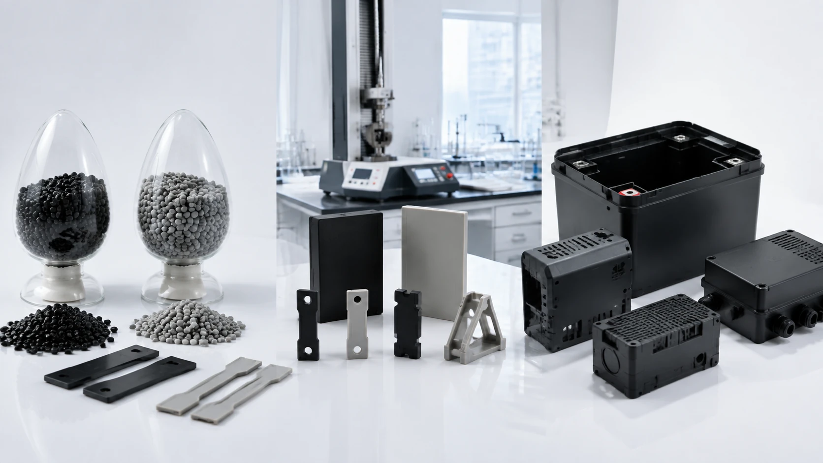 Flame retardant ABS engineering plastic pellets and molded samples for electrical applications